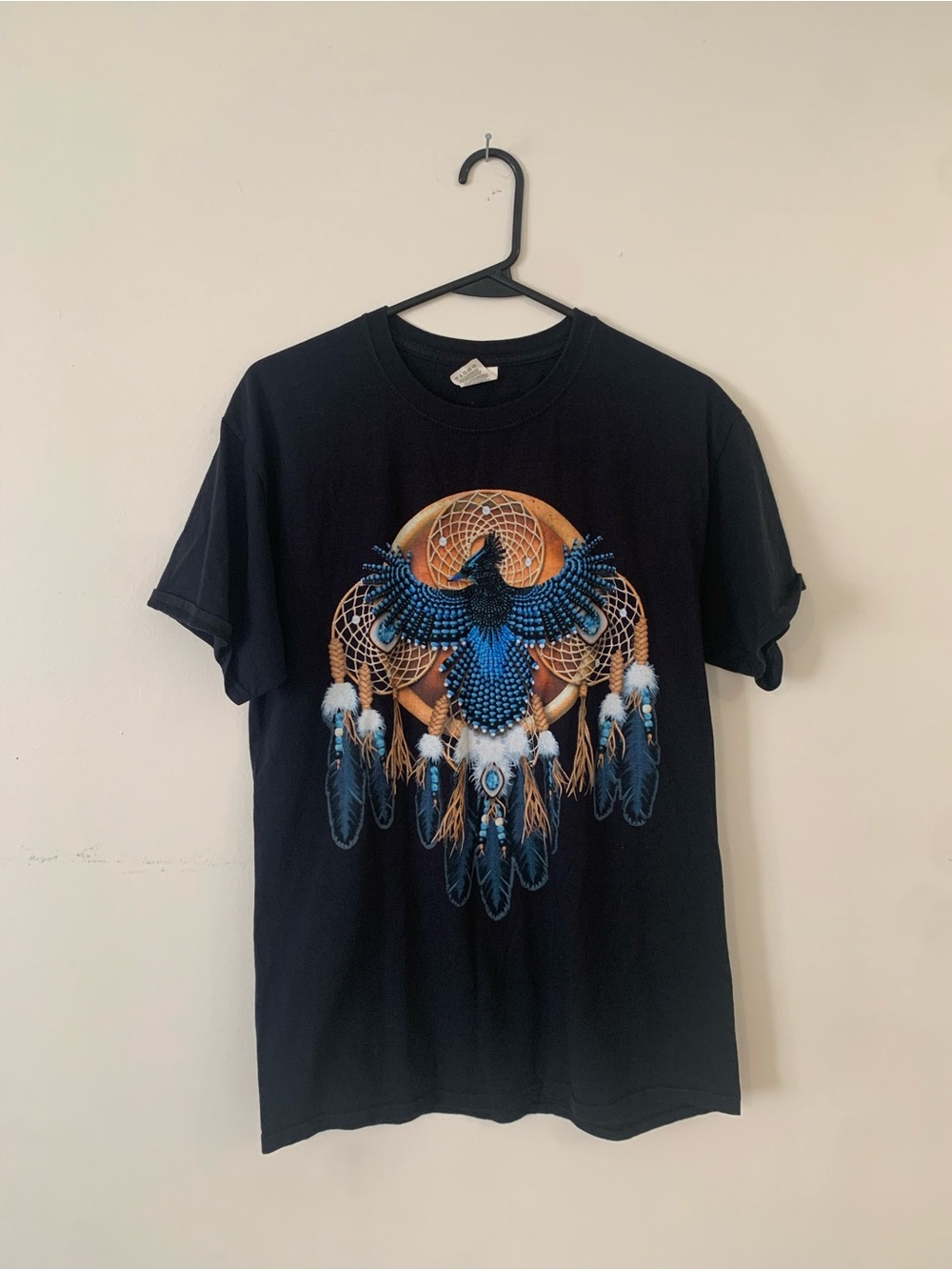 Black Graphic Dreamcatcher Eagle Short-Sleeve T-Shirt